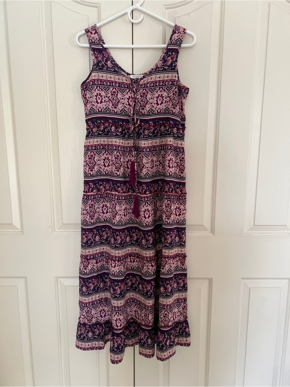 beachlunchlounge Printed Cotton Maxi Dress in Pink and Navy